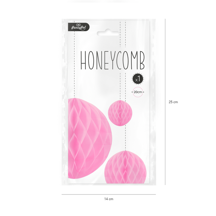 Honeycomb bibułowy, różowy, 20 cm