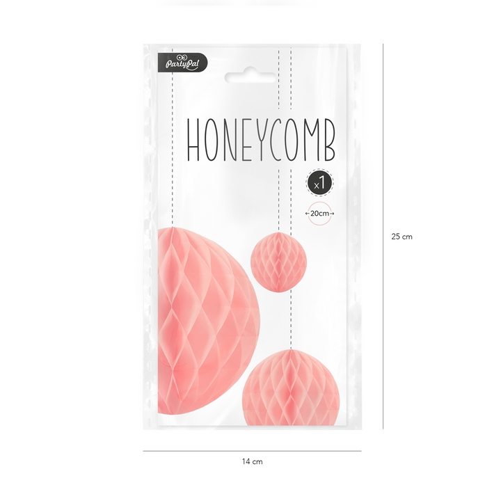 Honeycomb bibułowy, jasny różowy, 20 cm