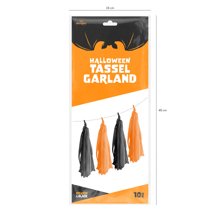 Girlanda Halloween Frędzle czarno-pomarańczowa opakowanie