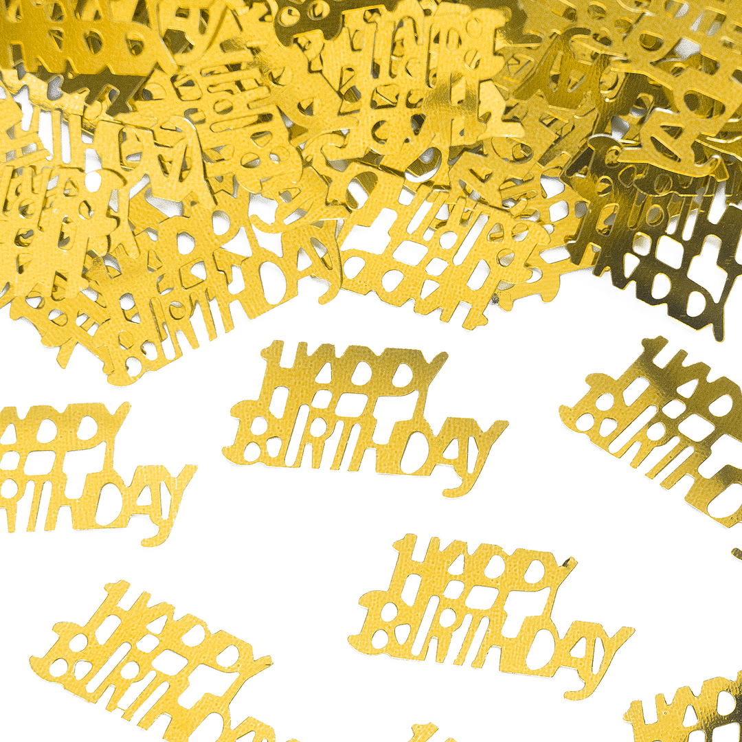 Konfetti 15 g - złoty napis Happy Birthday