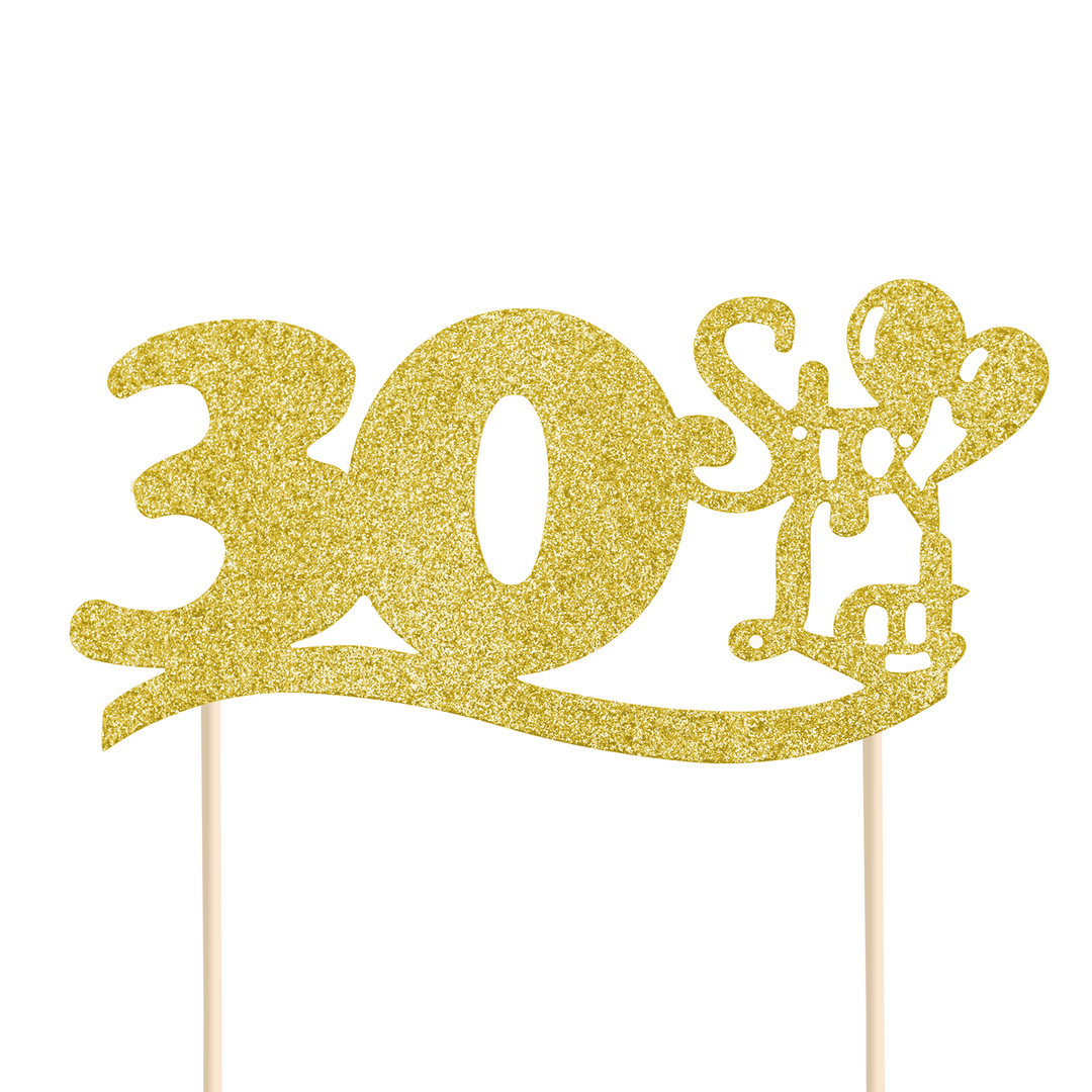 Golden 30th birthday cake toppers