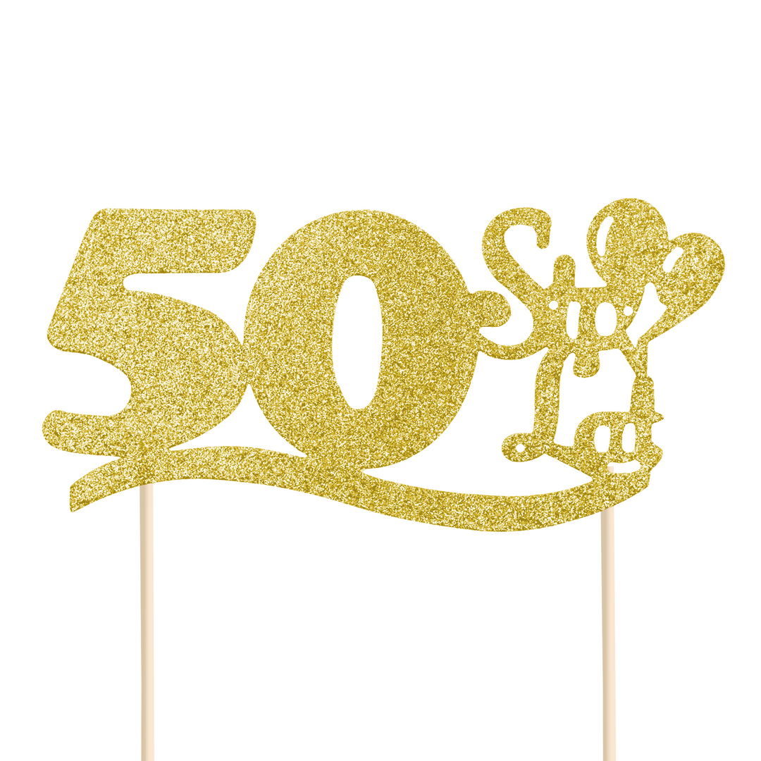 Gold 50th birthday cake toppers