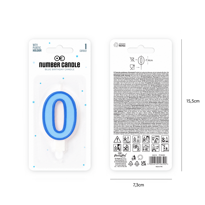 Blue number 0 candle
