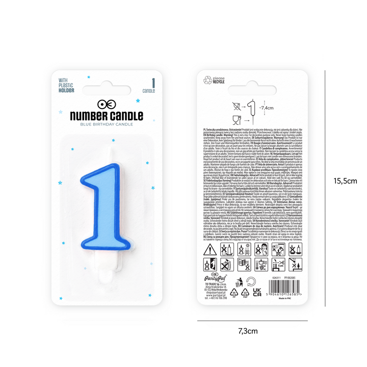 Blue number 1 candle