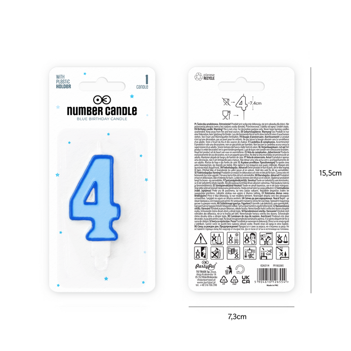 Blue number 4 candle