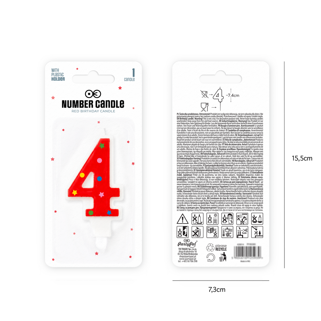 Red number 4 candle