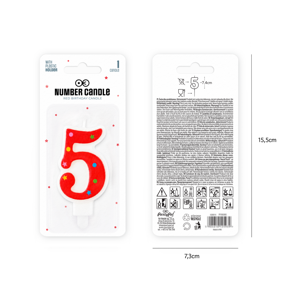 Red number 5 candle