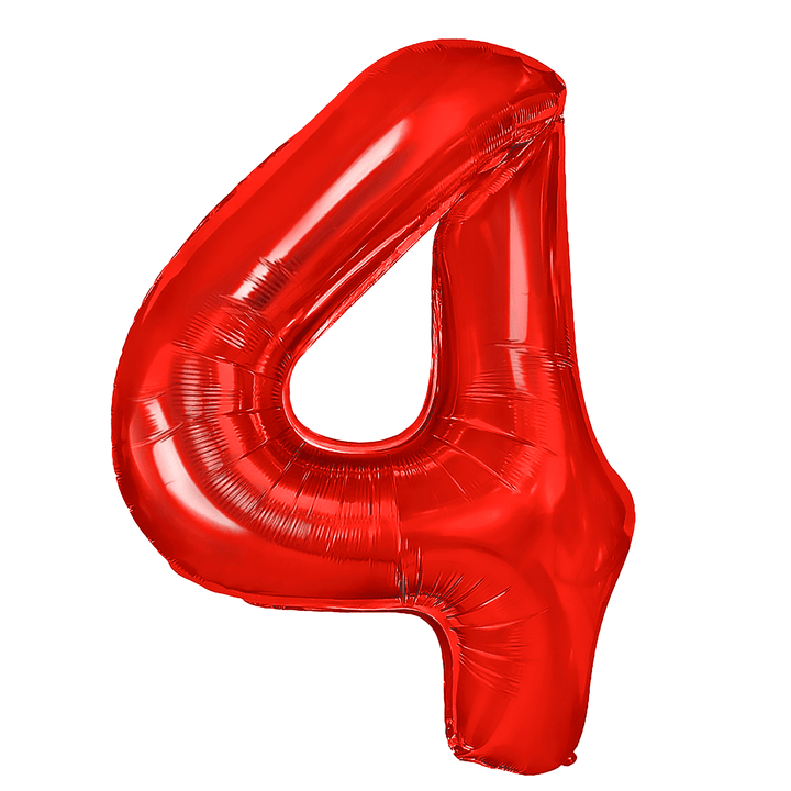 Balon foliowy cyfra 4 czerwony 40cm