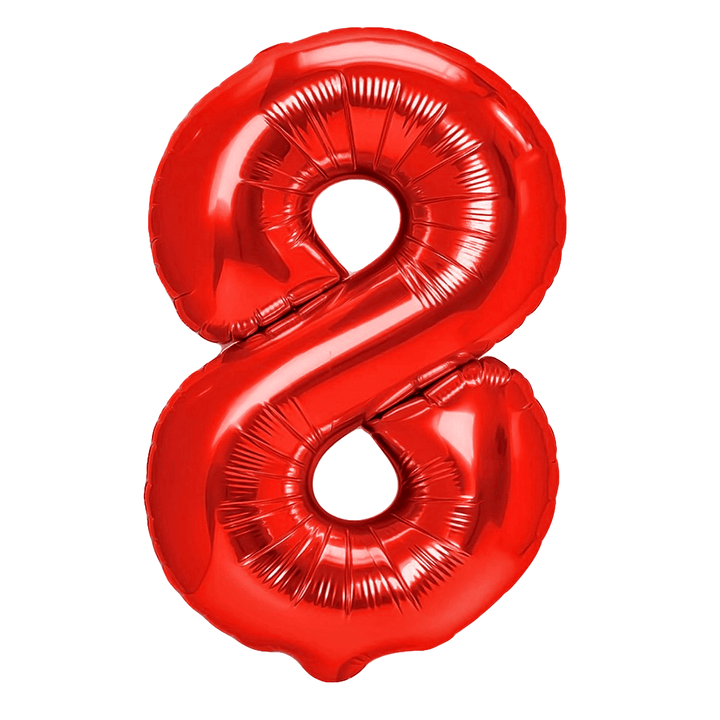 Balon foliowy cyfra 8 czerwony 40cm