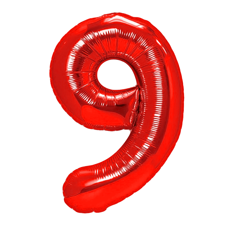 Balon foliowy cyfra 9 czerwony 40cm