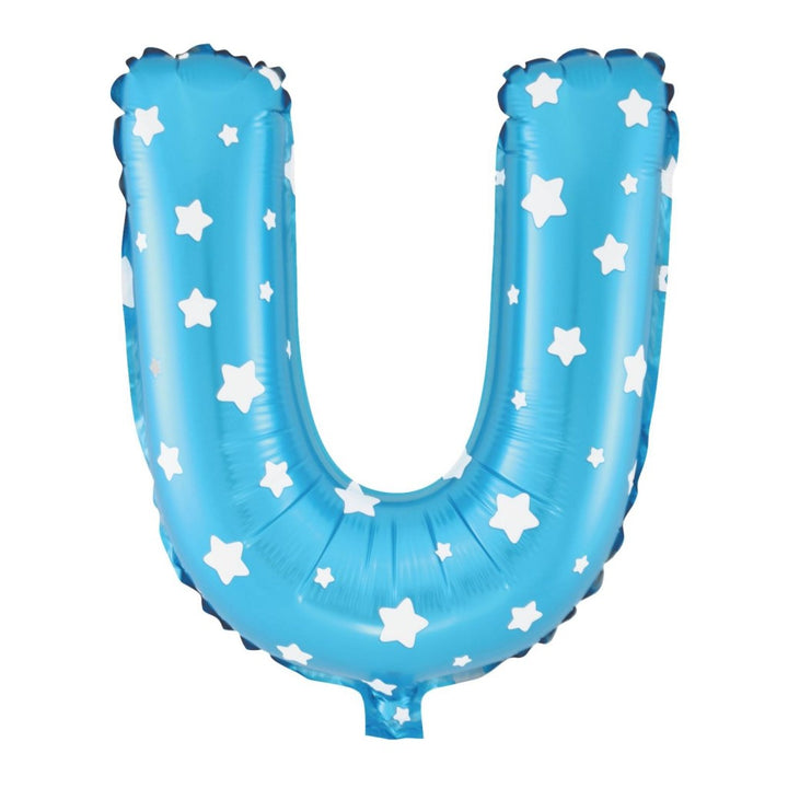 Balon foliowy Gwiazdki litera U niebieski 40cm L