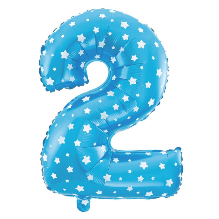 Balon foliowy  Gwiazdki cyfra 2 niebieski 40cm N