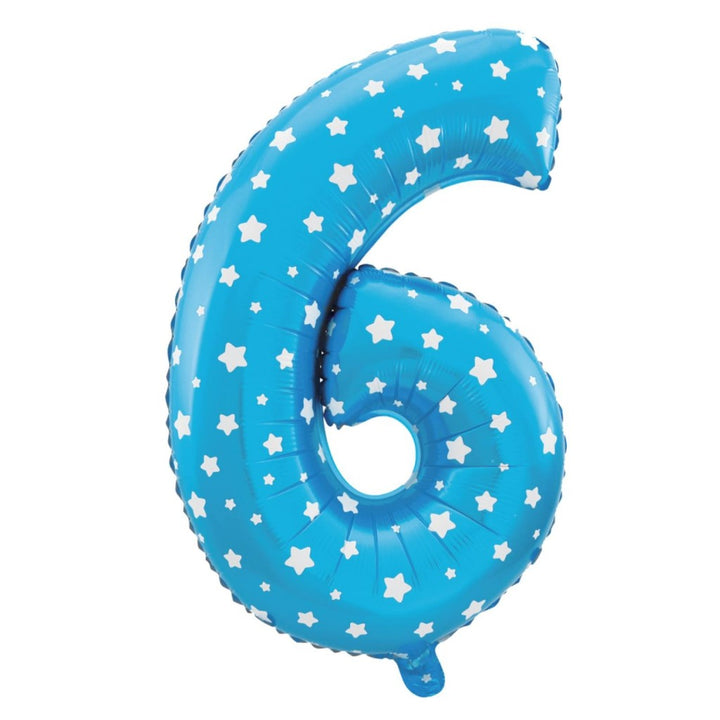 Balon foliowy Gwiazdki cyfra 6 niebieski 40cm N