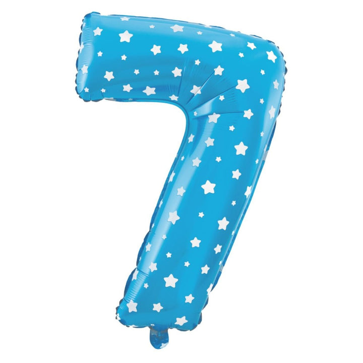 Balon foliowy Gwiazdki cyfra 7 niebieski 40cm N