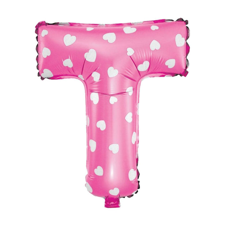 Balon foliowy Serduszka litera T różowy 40cm L