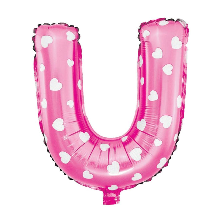Balon foliowy Serduszka litera U różowy 40cm L