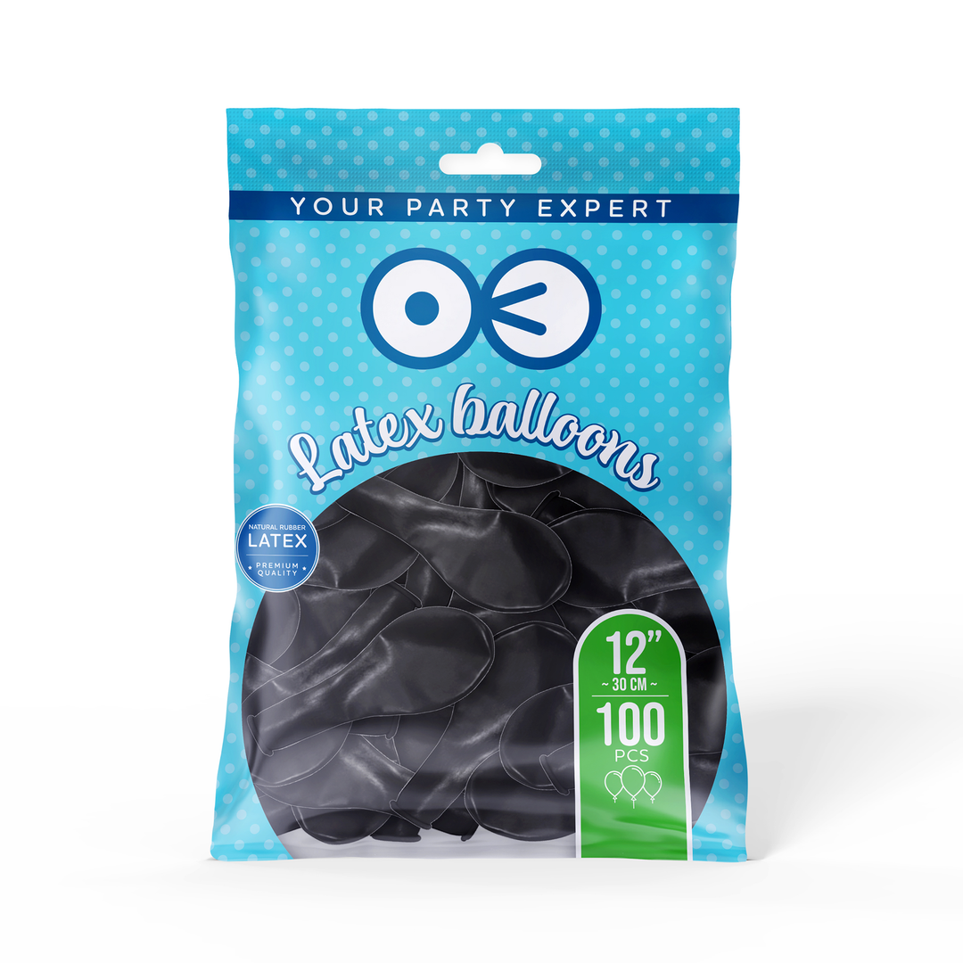 Palloncino biodegradabile nero da 12 pollici, 100 pezzi.
