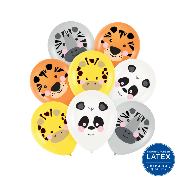 Globos biodegradables «Wild Animals mix» (animales), 12 pulgadas, 8 unidades