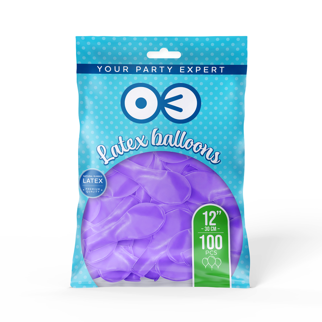 Biologisch abbaubare Metallic-Luftballons, violett, 12 Zoll, 100 Stück