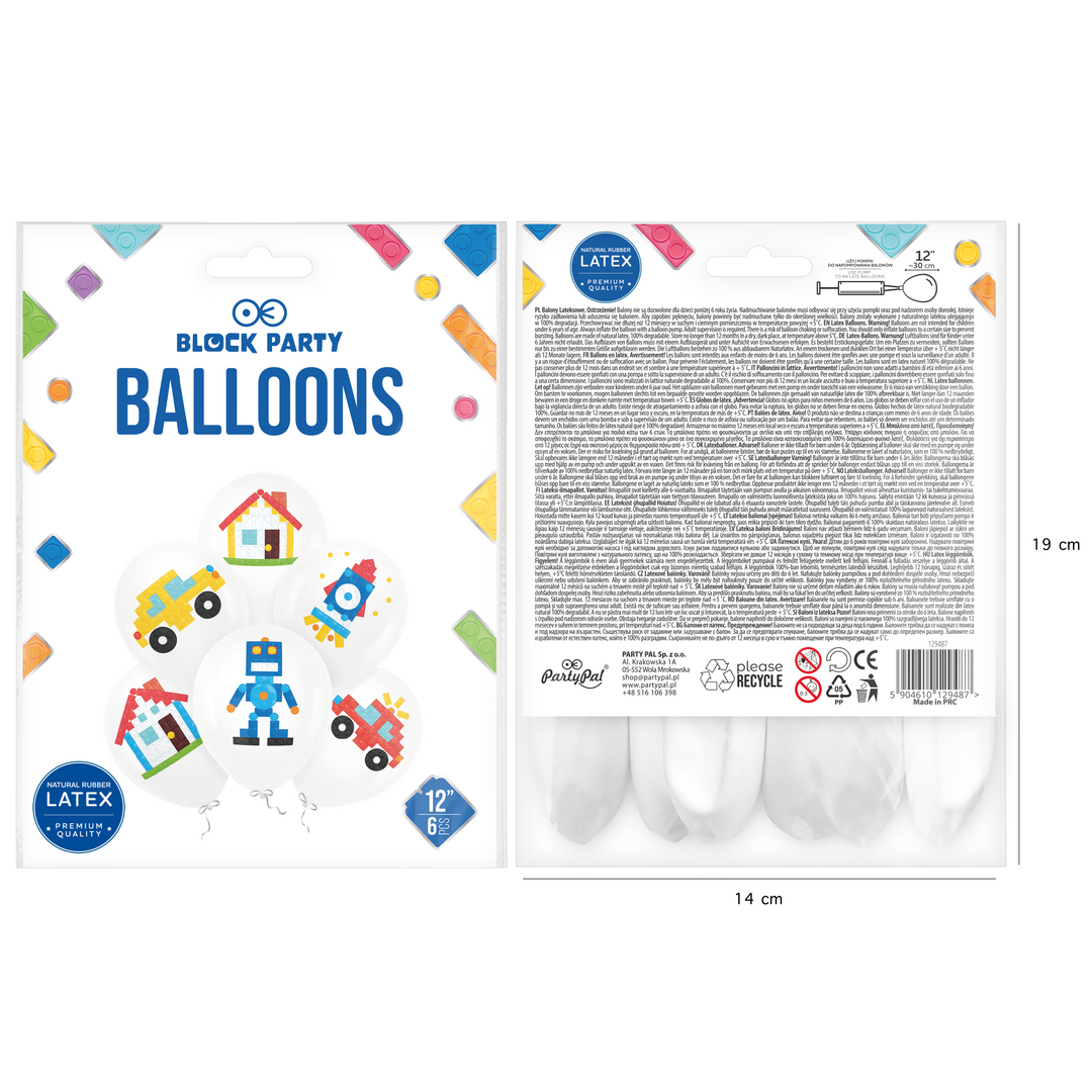 Globos biodegradables «Klocki», de 12 pulgadas, 6 unidades.