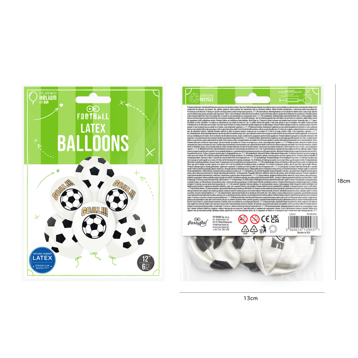 Globos biodegradables «Football», 12 pulgadas, 6 unidades.