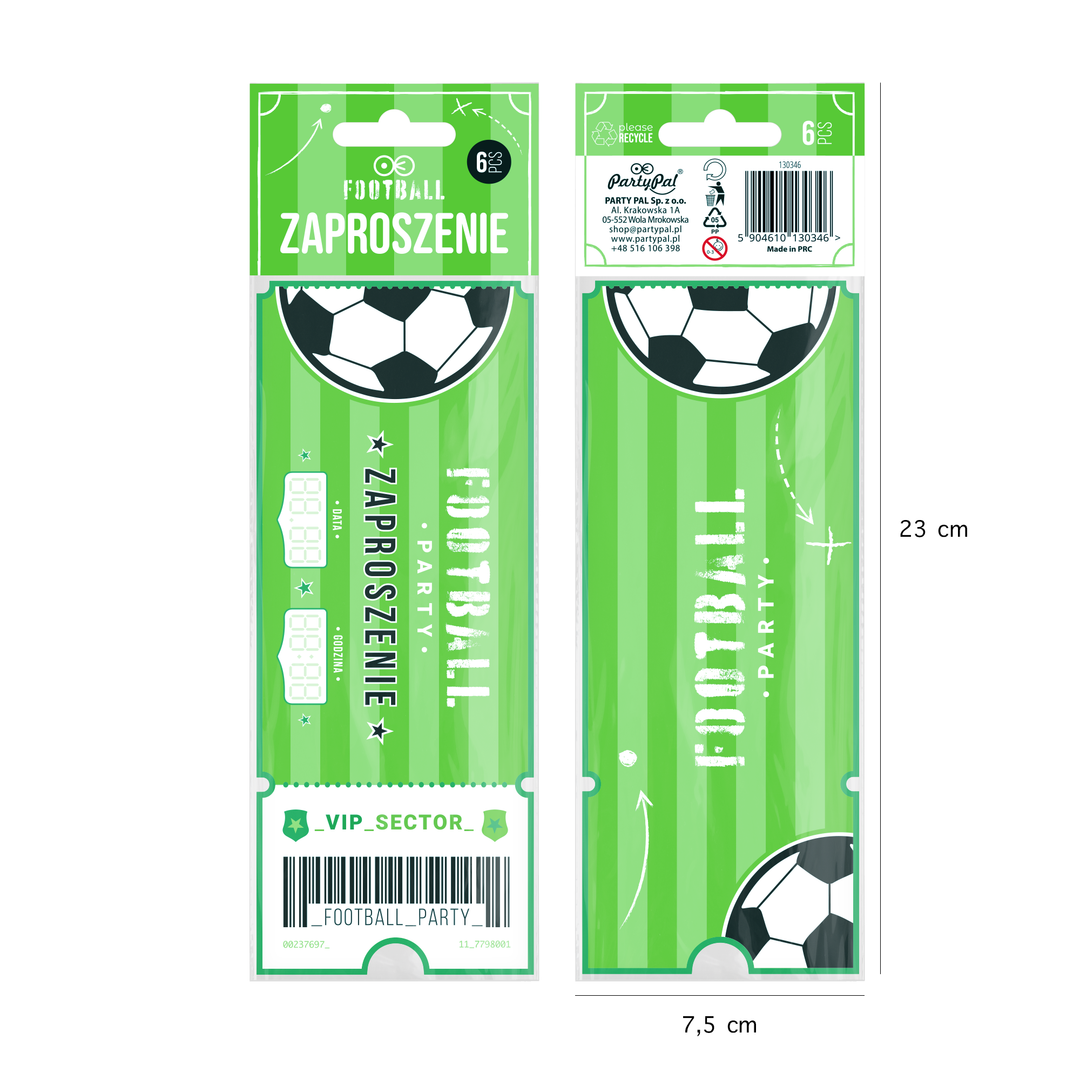 Football Party Invitation 6 pcs - OUTLET