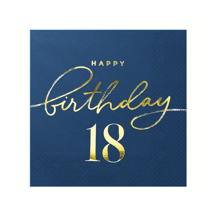 Serwetki Happy Birthday 18 granatowe 10szt.