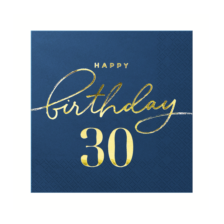 Serwetki Happy Birthday 30 granatowe 10szt.