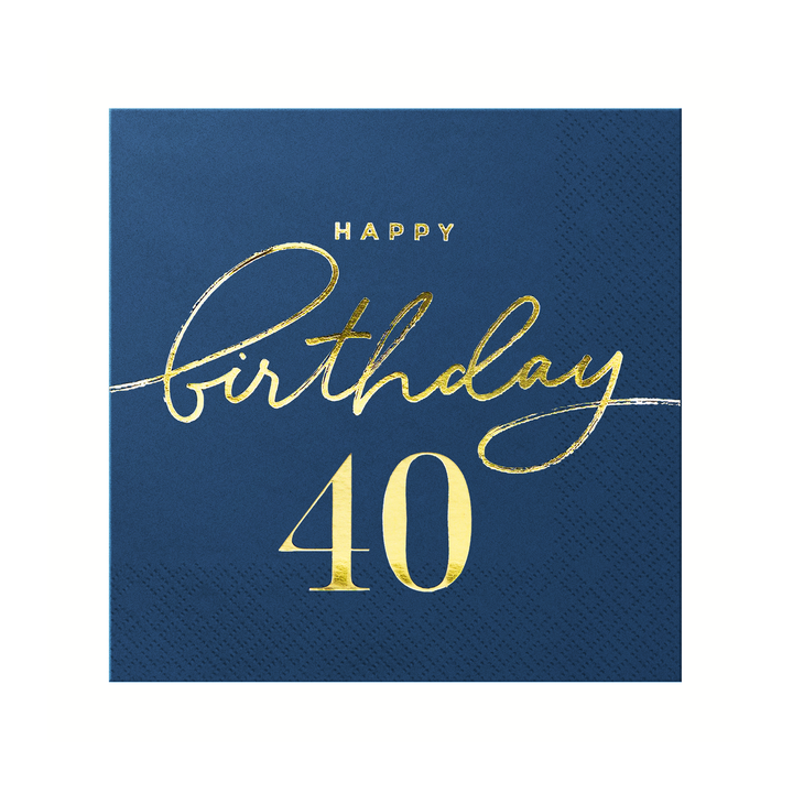 Serwetki Happy Birthday 40 granatowe 10szt.