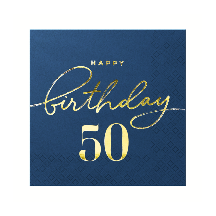 Serwetki Happy Birthday 50 granatowe 10szt.