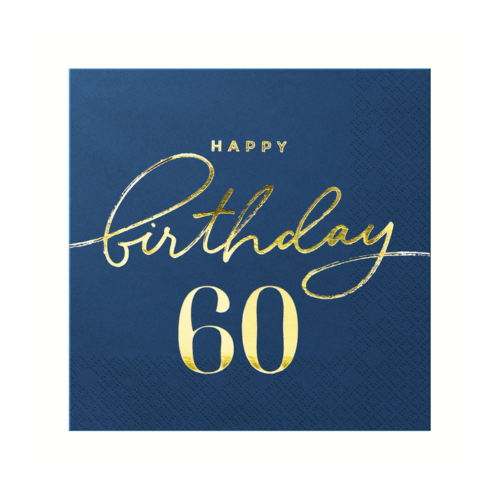 Serwetki Happy Birthday 60 granatowe 10szt.