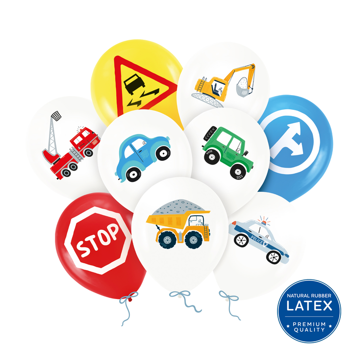 Globos biodegradables «Coches», de 12 pulgadas, juego de 9 unidades