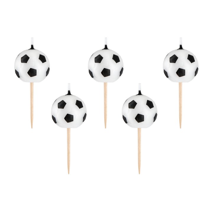 Świeczki urodzinowe Football czarno-białe 5szt.