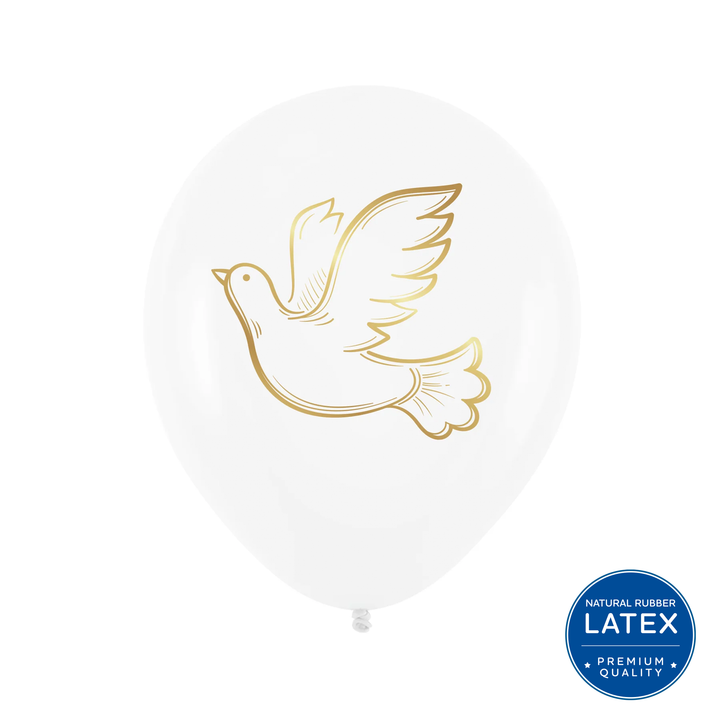 Palloncini biodegradabili per la Prima Comunione, colombo bianco e oro, 12 pollici, 100 pezzi.
