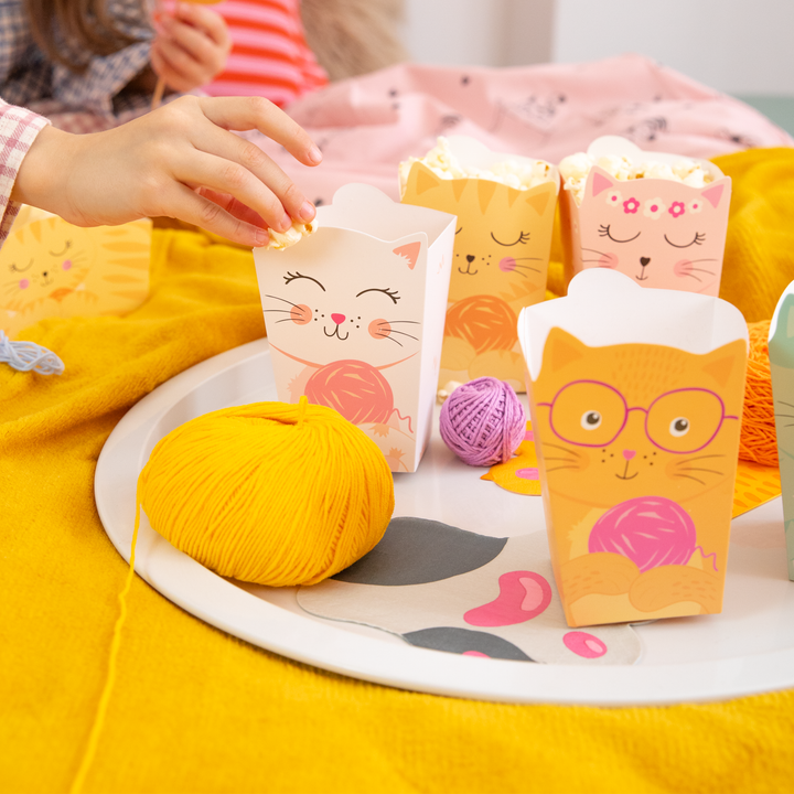 Pudełko na popcorn Kotki 8,5x15cm 6szt. zestaw