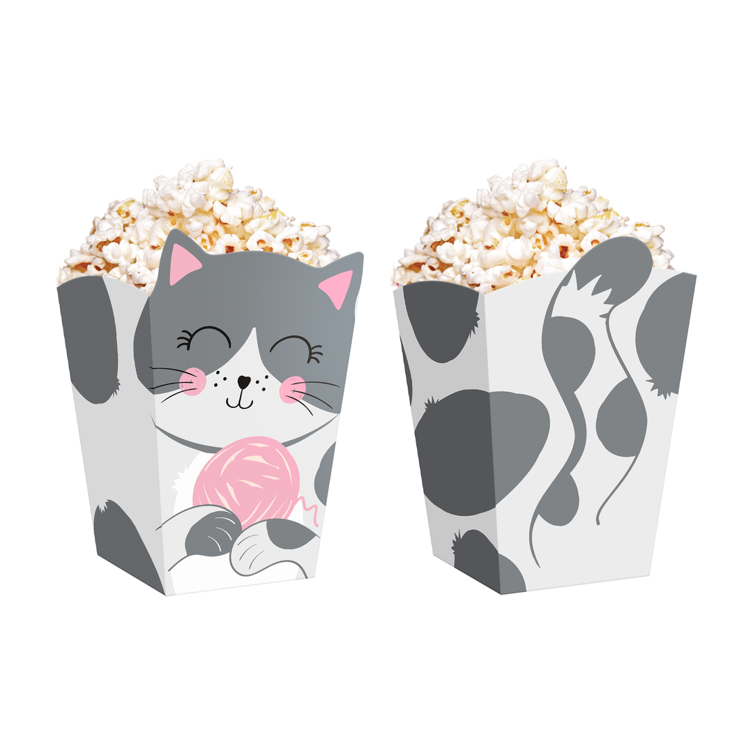 Pudełko na popcorn Kotki 8,5x15cm 6szt. zestaw