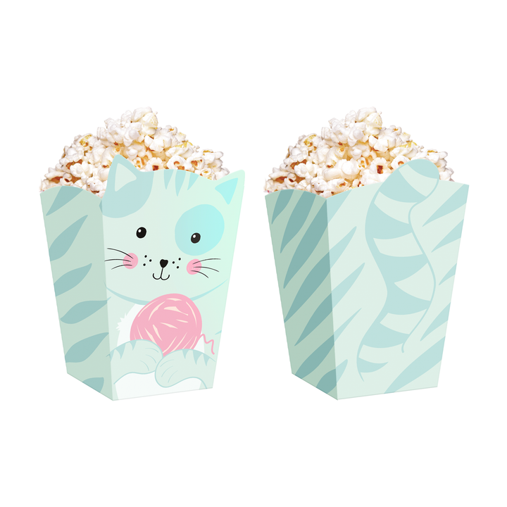 Pudełko na popcorn Kotki 8,5x15cm 6szt. zestaw