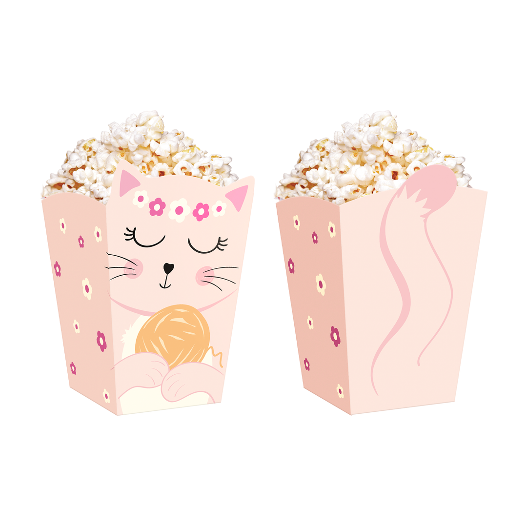 Pudełko na popcorn Kotki 8,5x15cm 6szt. zestaw