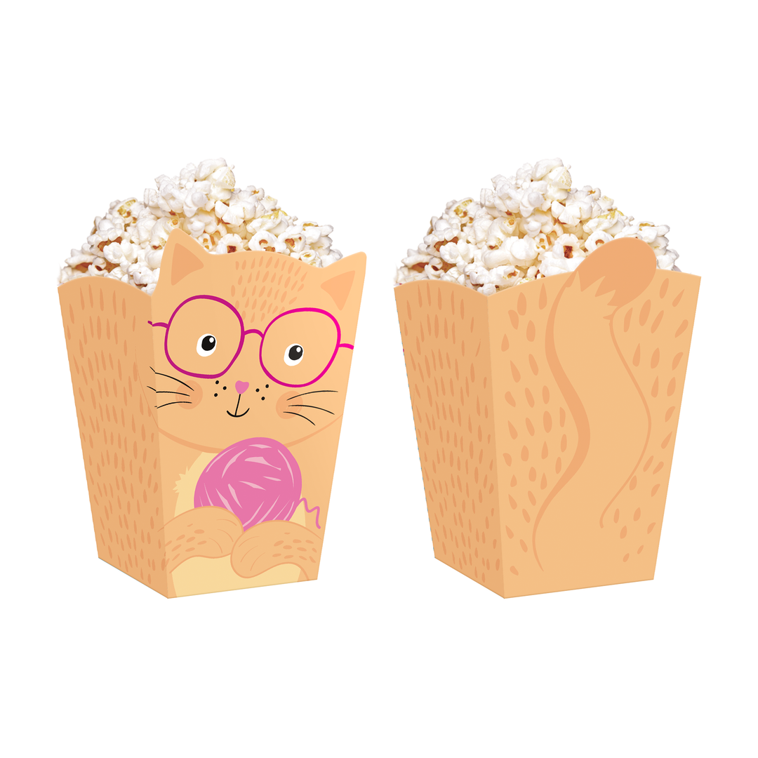 Pudełko na popcorn Kotki 8,5x15cm 6szt. zestaw