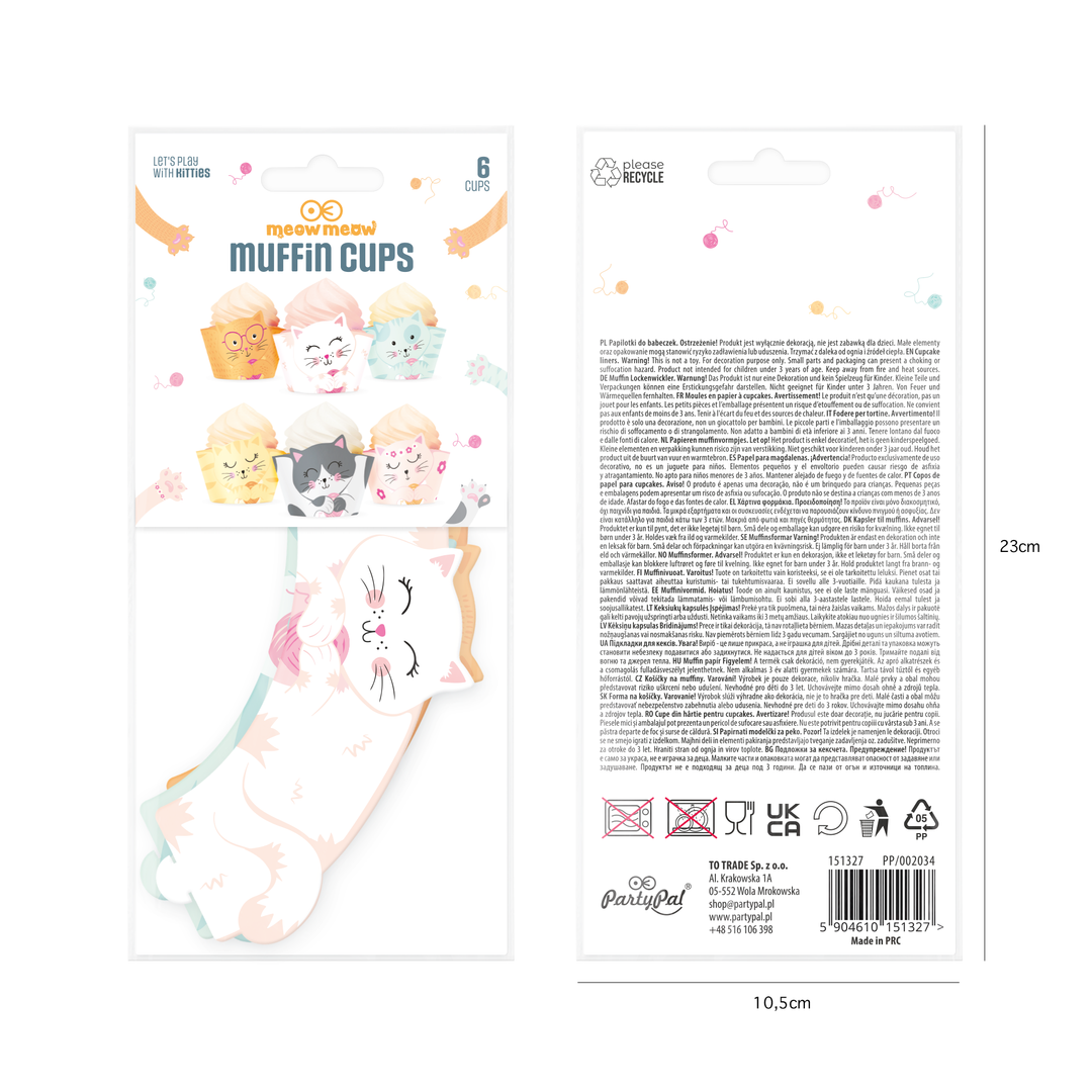 Papilotki do muffinek Kotki 6szt. zestaw