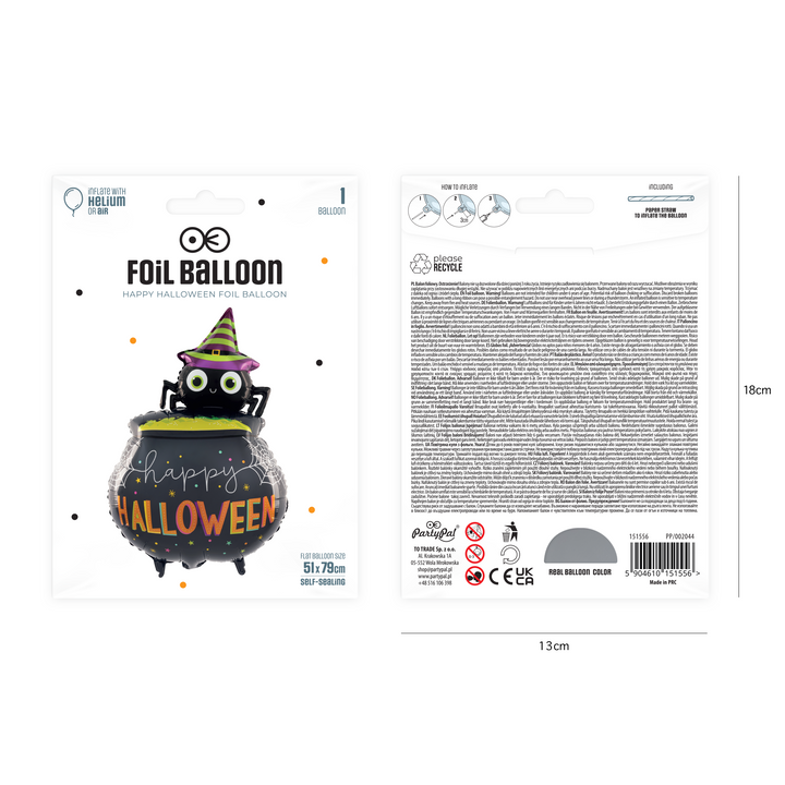 Balon foliowy Pająk i kociołek Halloween 51x79cm