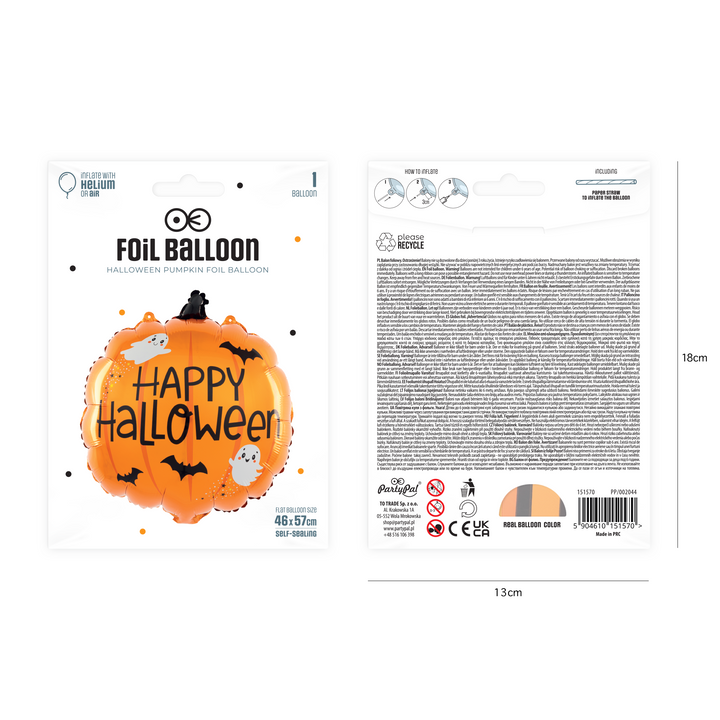 Balon foliowy Dynia Happy Halloween 46x57cm
