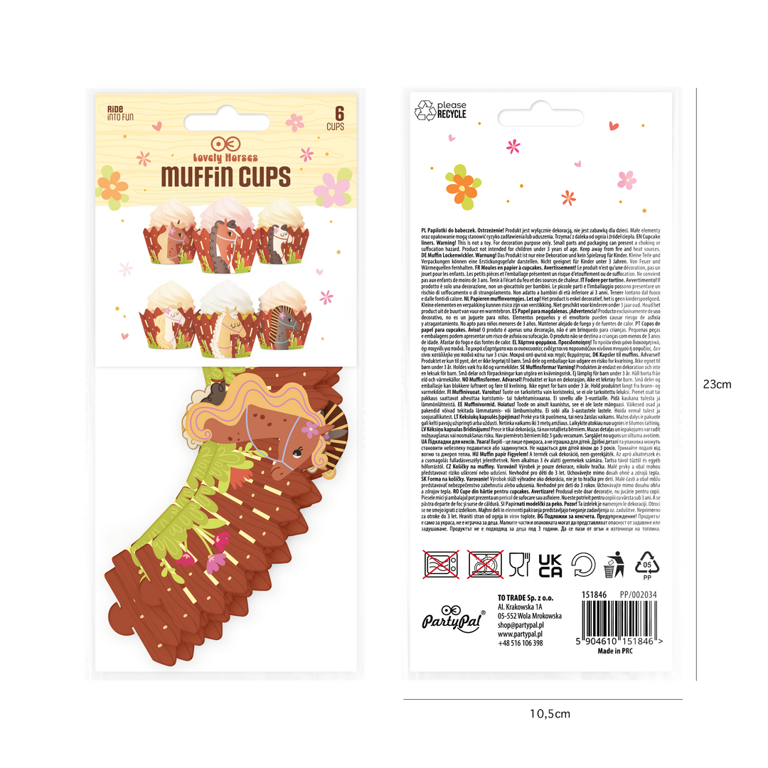 Papilotki do muffinek Koniki 6 szt. zestaw