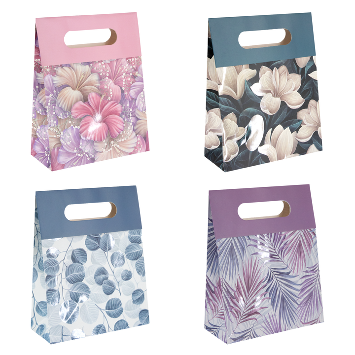 Torebki na prezenty Flora średnie 12szt. mix