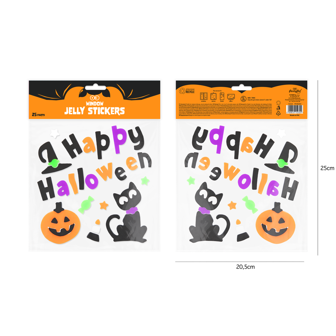 Naklejki żelowe na szybę Happy Halloween 20,5x20cm