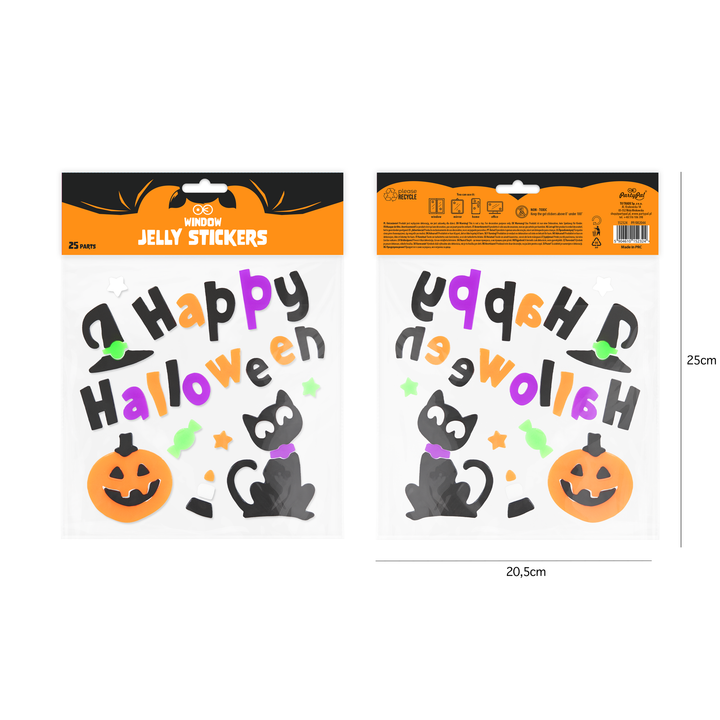 Naklejki żelowe na szybę Happy Halloween 20,5x20cm