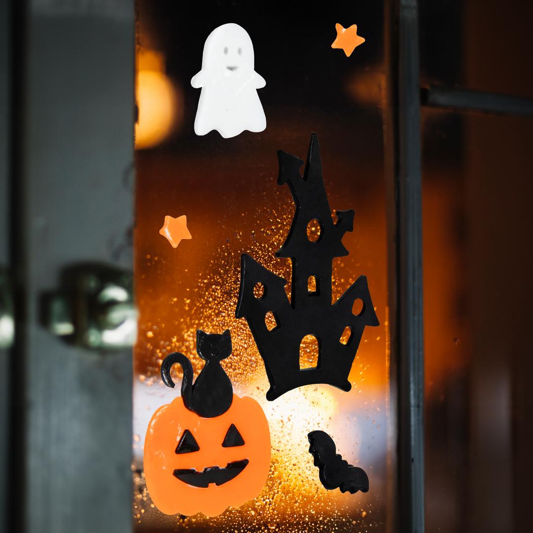 Naklejki żelowe na szybę Halloween BOO 20,5x20 cm
