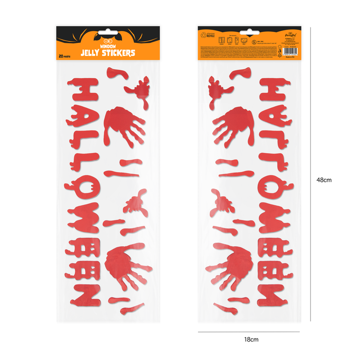 Naklejki żelowe na szybę napis Halloween czerwony 14,5x38,5cm