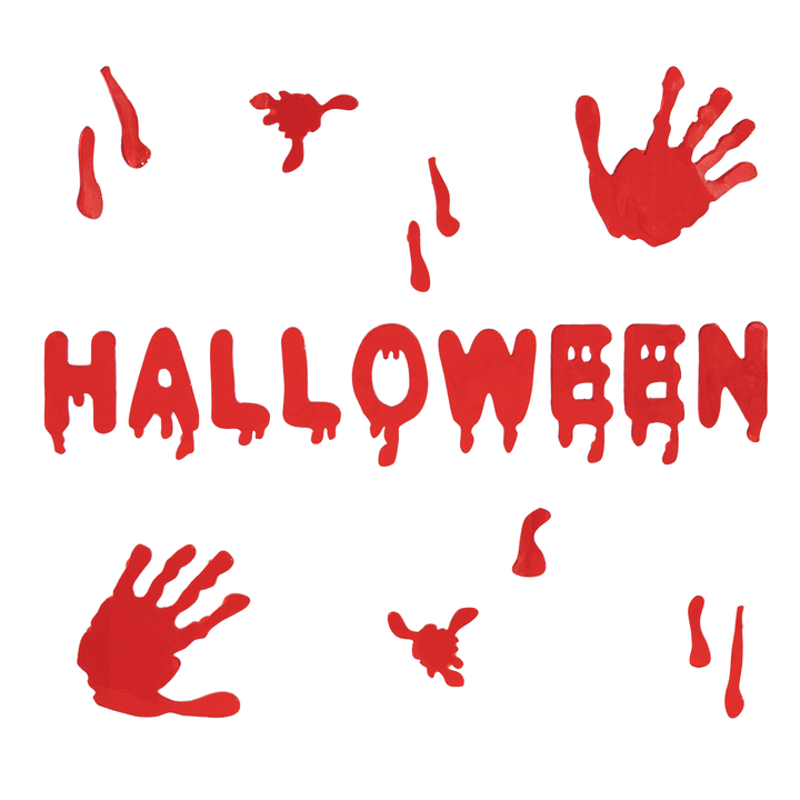 Naklejki żelowe na szybę napis Halloween czerwony 14,5x38,5cm