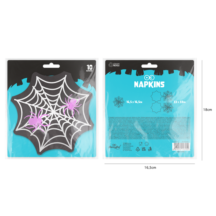 Halloween-Servietten „Monsters“ – Spinnennetz, 10 Stück